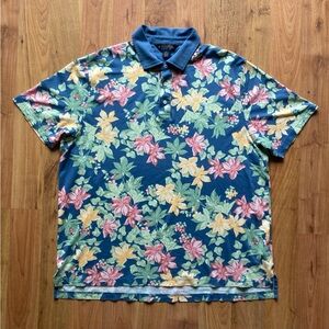 Brooks Brothers Original Fit Pima Cotton Mens XXL Floral Short Sleeve Polo Shirt